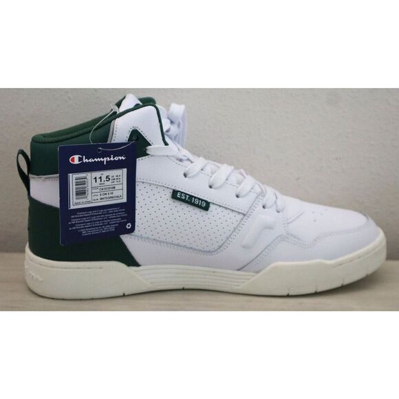 Champion Men's Sz 11.5M White/Green/Chalk 5 On 5 Hi Casual Sneakers Shoes - Picture 11 of 12